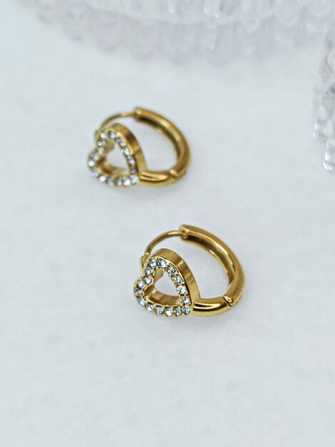 Shinny hearts stainless steel hoops