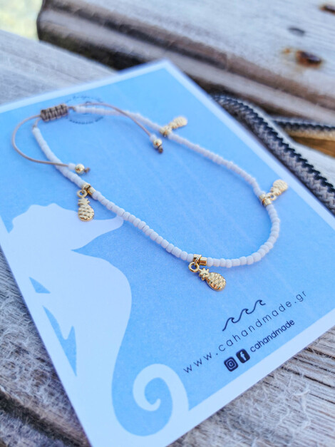 Pineapple white anklet