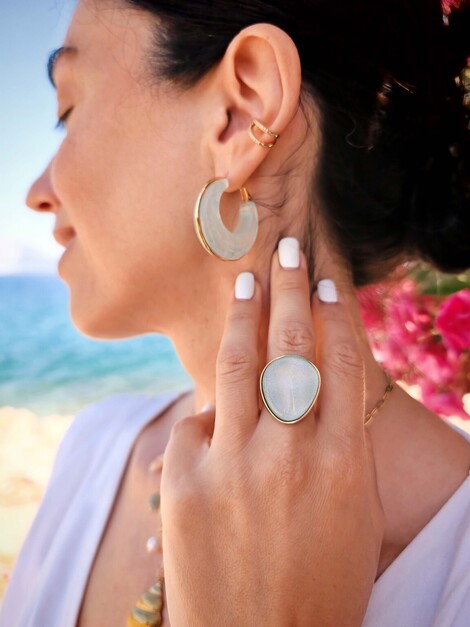 Aqua stainless steel ring