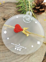 Macrame heart with wings charm bracelet