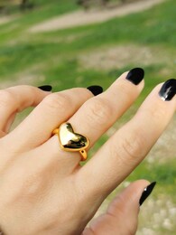 Bold heart stainless steel ring