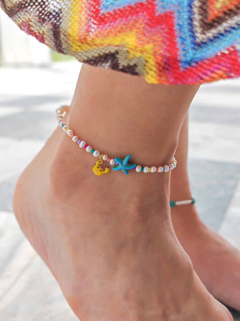 Fresh pearls multi anklet 