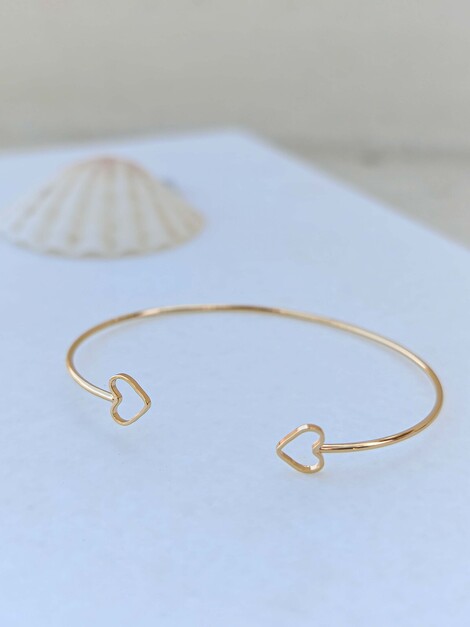 Double hearts bangle bracelet