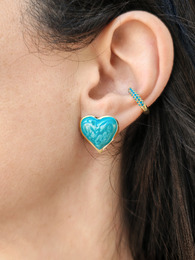 Blue love stainless steel earrings