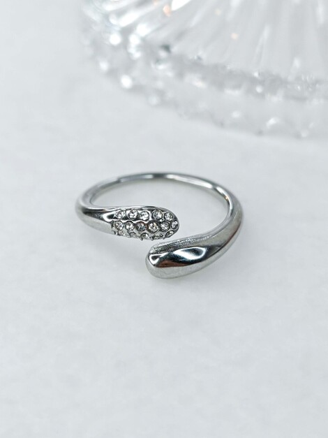 Touch silver stainless steel ring