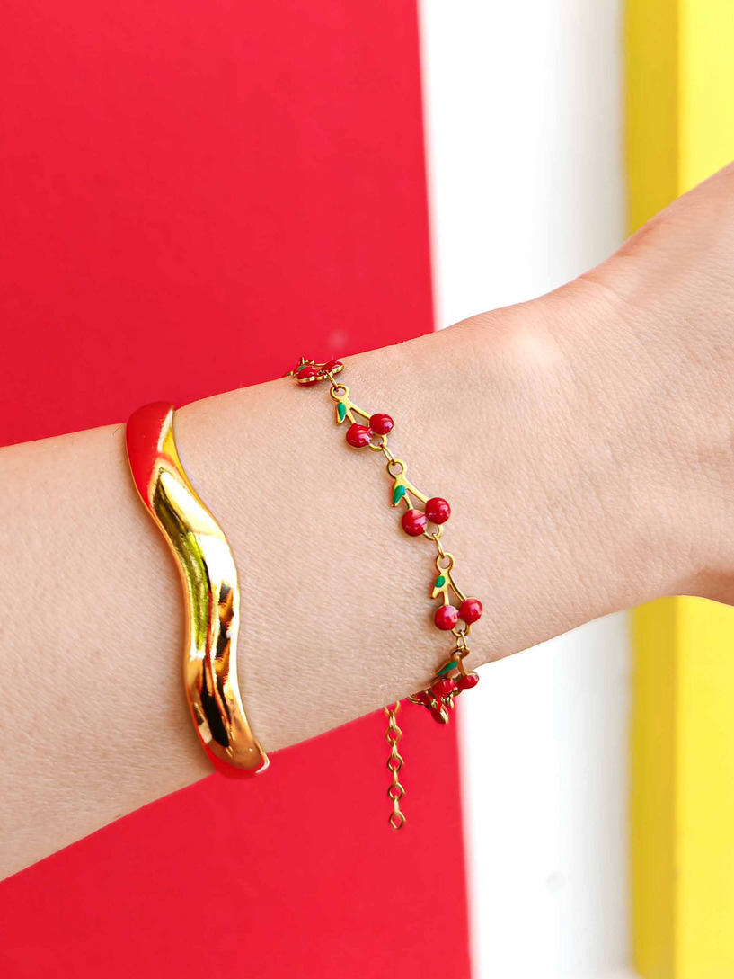 Cherries stainless steel bracelet