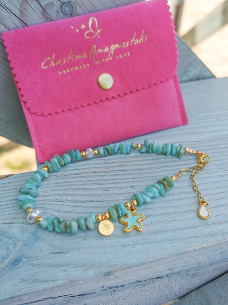 Turquoise Starfish anklet